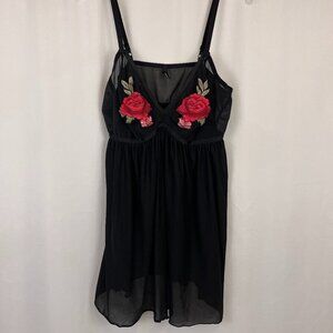 Torrid Curve Babydoll Lingerie Womens 2 Black Mesh Sheer Nightie Sleepwear